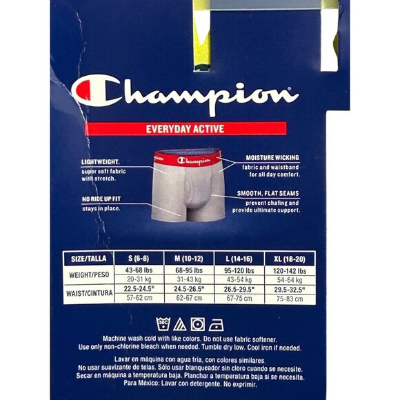 Champion Boys' Everyday Active Stretch Boxer Briefs Tagless 4-Pack Medium - Picture 4 of 4